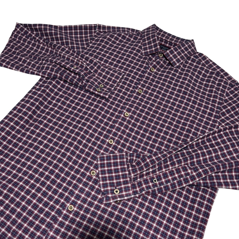 UNTUCKit Button Down Shirt Mens Medium Red Navy Plaid Flannel Long Sleeve